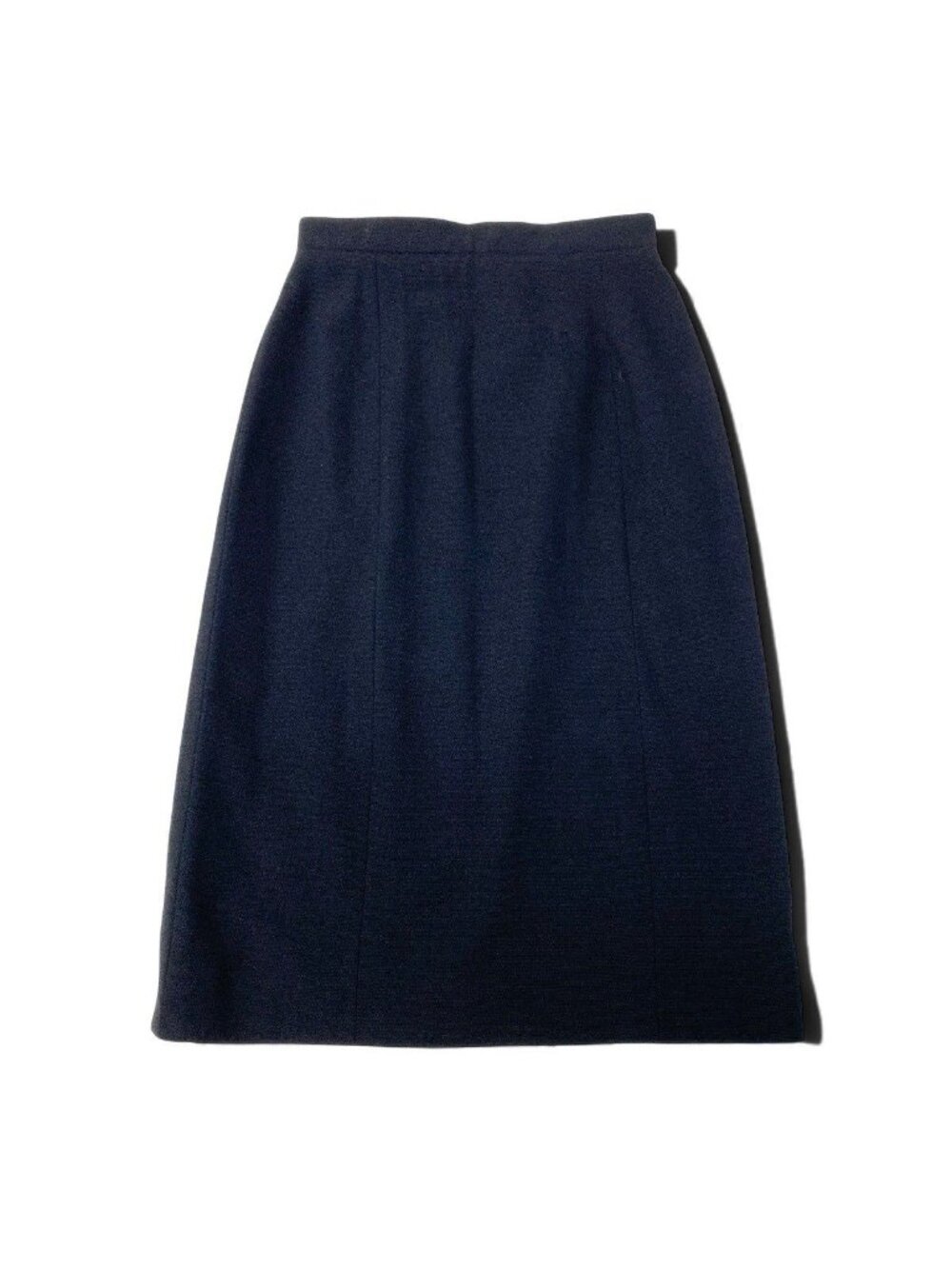 Chanel Pencil Skirt Tweed CC Logo Button Black 36